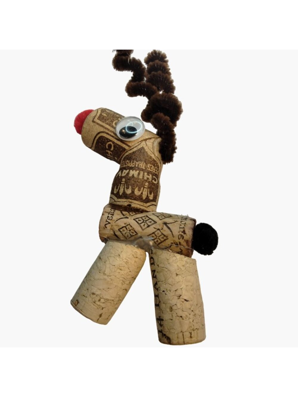 Wine Cork Reindeer Christmas Ornament Handcrafted